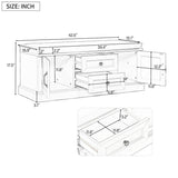 Storage Bench with 2 Drawers and 2 Cabinets, Shoe Bench with Removable Cushion