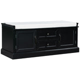 Storage Bench with 2 Drawers and 2 Cabinets, Shoe Bench with Removable Cushion