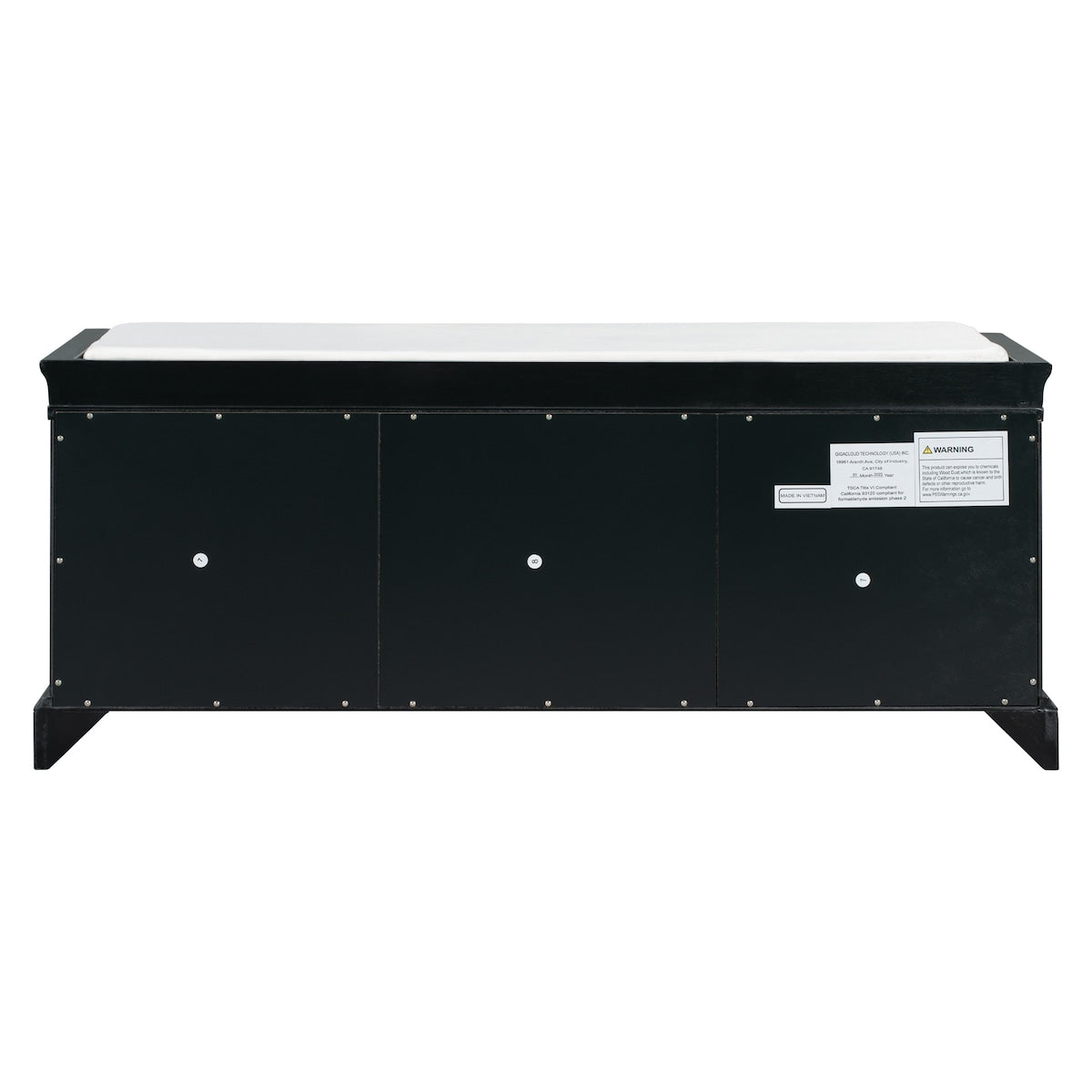 Storage Bench with 2 Drawers and 2 Cabinets, Shoe Bench with Removable Cushion