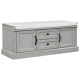 Storage Bench with 2 Drawers and 2 Cabinets, Shoe Bench with Removable Cushion