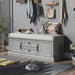 Storage Bench with 2 Drawers and 2 Cabinets, Shoe Bench with Removable Cushion