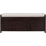 Storage Bench with 3 Shutter-shaped Doors, Removable Cushion and Hidden Storage Space - 43.5"L x 16"W x 18"H