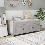 Storage Bench with 3 Shutter-shaped Doors, Removable Cushion and Hidden Storage Space - 43.5"L x 16"W x 18"H