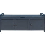 Storage Bench with 3 Shutter-shaped Doors, Shoe Bench with Removable Cushion and Hidden Storage Space