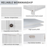 Storage Bench with 3 Shutter-shaped Doors, Shoe Bench with Removable Cushion and Hidden Storage Space
