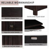 Storage Bench with 3 Shutter-shaped Doors, Shoe Bench with Removable Cushion and Hidden Storage Space