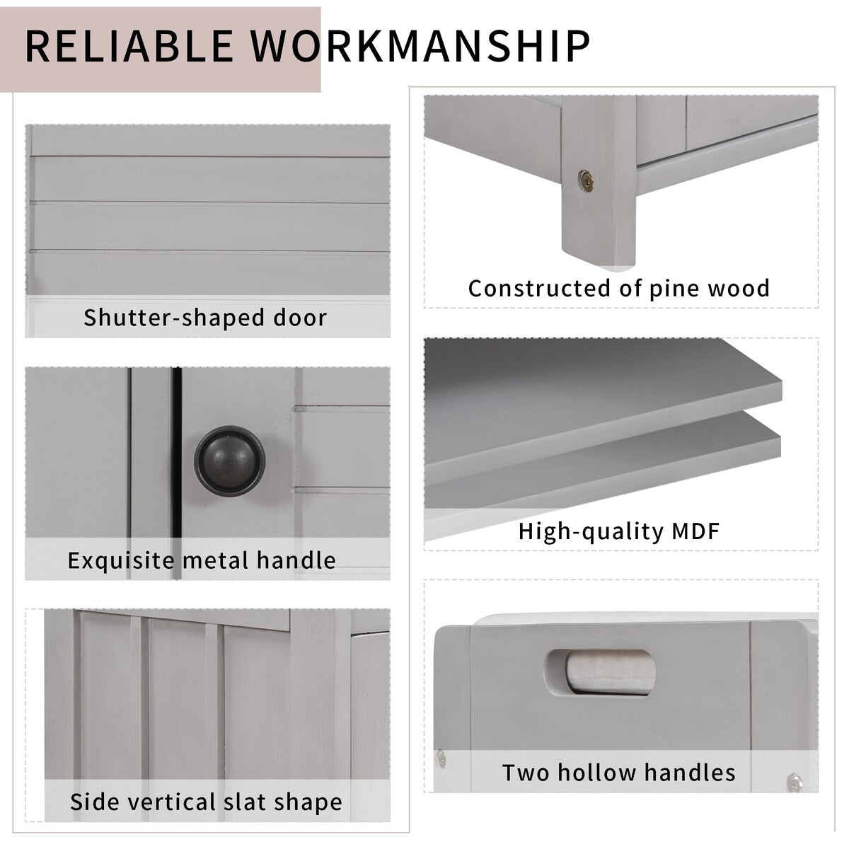 Storage Bench with 3 Shutter-shaped Doors, Shoe Bench with Removable Cushion and Hidden Storage Space
