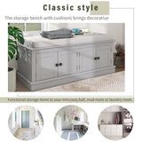 Storage Bench with 4 Doors and Adjustable Shelves