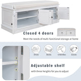 Storage Bench with 4 Doors and Adjustable Shelves