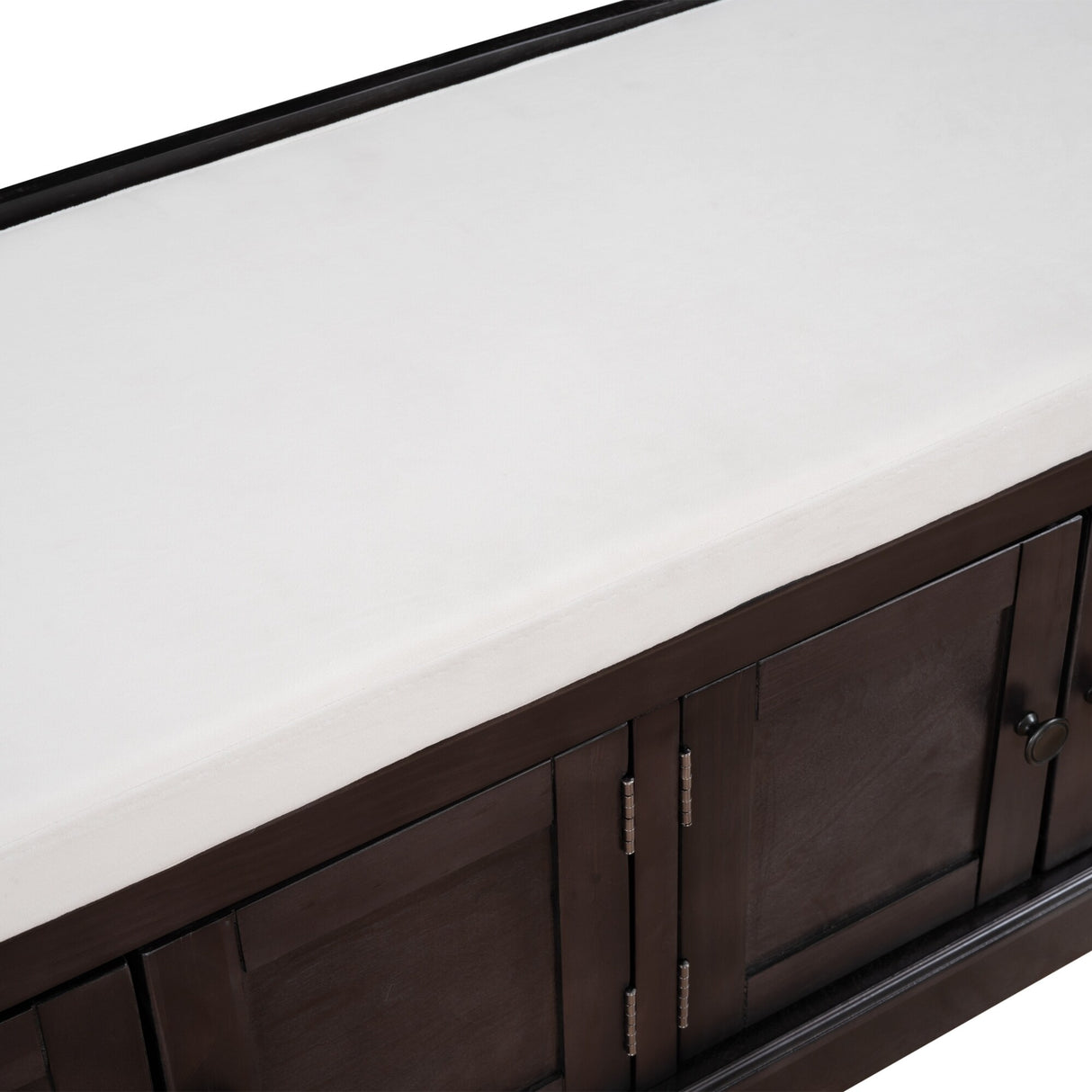 Storage Bench with 4 Doors and Adjustable Shelves, Shoe Bench with Removable Cushion