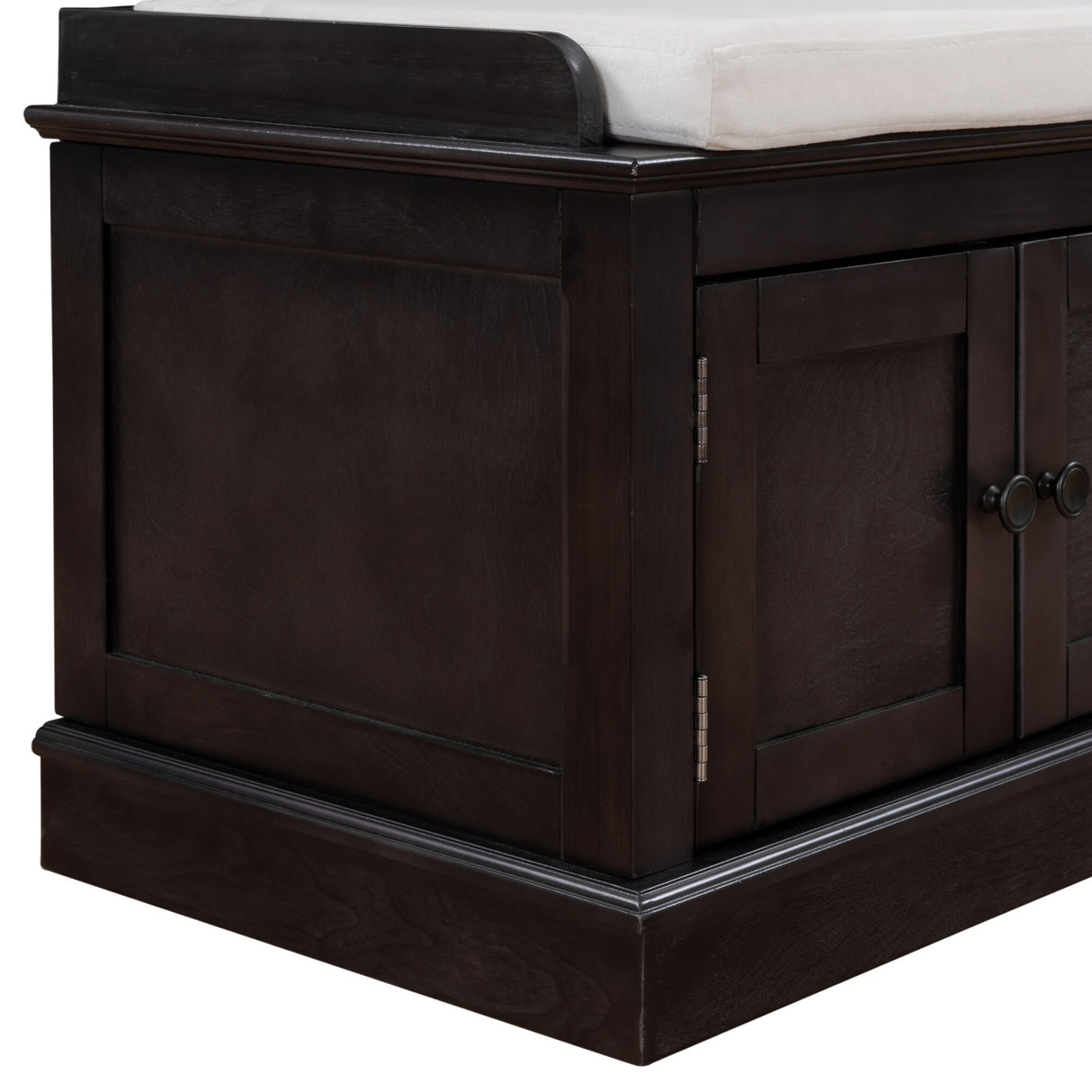 Storage Bench with 4 Doors and Adjustable Shelves, Shoe Bench with Removable Cushion