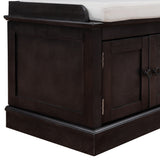 Storage Bench with 4 Doors and Adjustable Shelves, Shoe Bench with Removable Cushion
