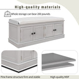 Storage Bench with 4 Doors and Adjustable Shelves, Shoe Bench with Removable Cushion