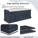 Storage Bench with 4 Doors and Adjustable Shelves, Shoe Bench with Removable Cushion