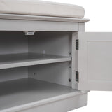 Storage Bench with 4 Doors and Adjustable Shelves, Shoe Bench with Removable Cushion