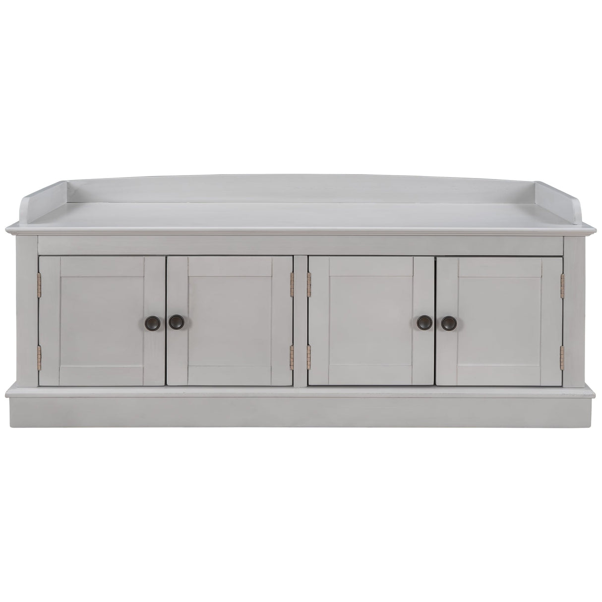 Storage Bench with 4 Doors and Adjustable Shelves, Shoe Bench with Removable Cushion