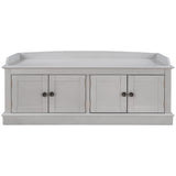 Storage Bench with 4 Doors and Adjustable Shelves, Shoe Bench with Removable Cushion