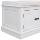 Storage Bench with 4 Doors and Adjustable Shelves, Shoe Bench with Removable Cushion