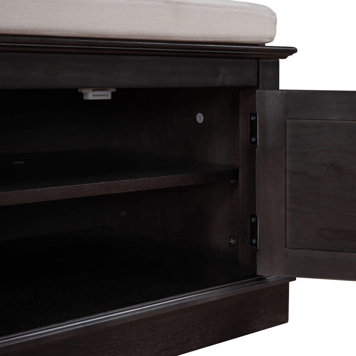 Storage Bench with 4 Doors and Adjustable Shelves, Shoe Bench with Removable Cushion