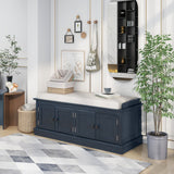 Storage Bench with 4 Doors and Adjustable Shelves