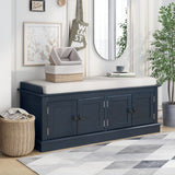 Storage Bench with 4 Doors and Adjustable Shelves