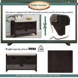 Storage Bench with Removable Basket and 2 Drawers, Fully Assembled Shoe Bench with Removable Cushion - 32" L x 11.8" W x 20" H