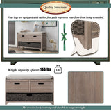 Storage Bench with Removable Basket and 2 Drawers, Fully Assembled Shoe Bench with Removable Cushion - 32" L x 11.8" W x 20" H