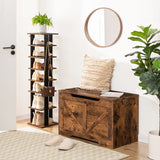 Storage Bench, 29.5" Retro Wooden Storage Chest with U-Shaped Cut-Out Pull, Safety Hinge, Supports 220 lb and Easy Assembly