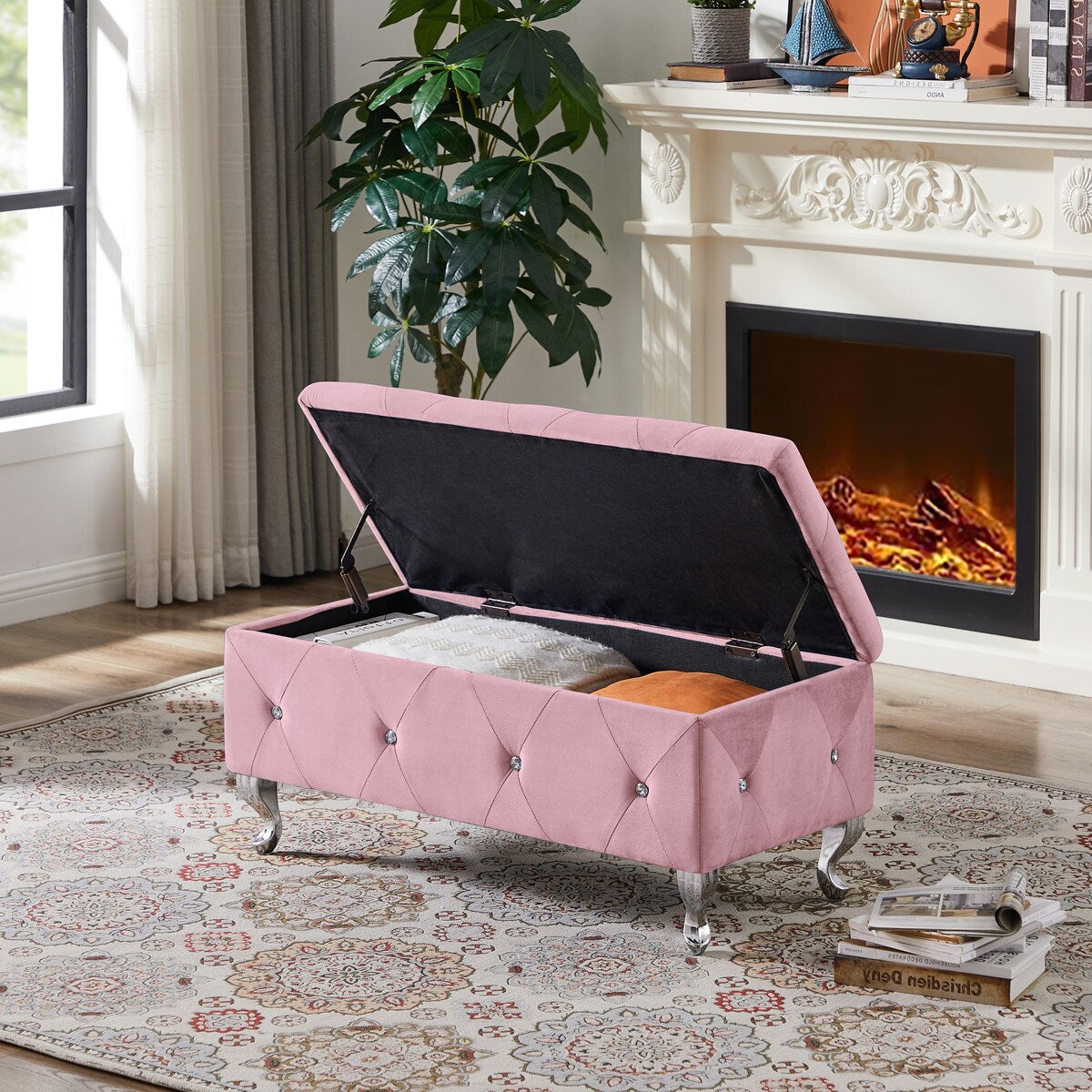 Storage Bench, Flip Top Entryway Bench Seat with Safety Hinge, Storage Chest with Padded Seat, Bed End Stool, Supports 250 lbs