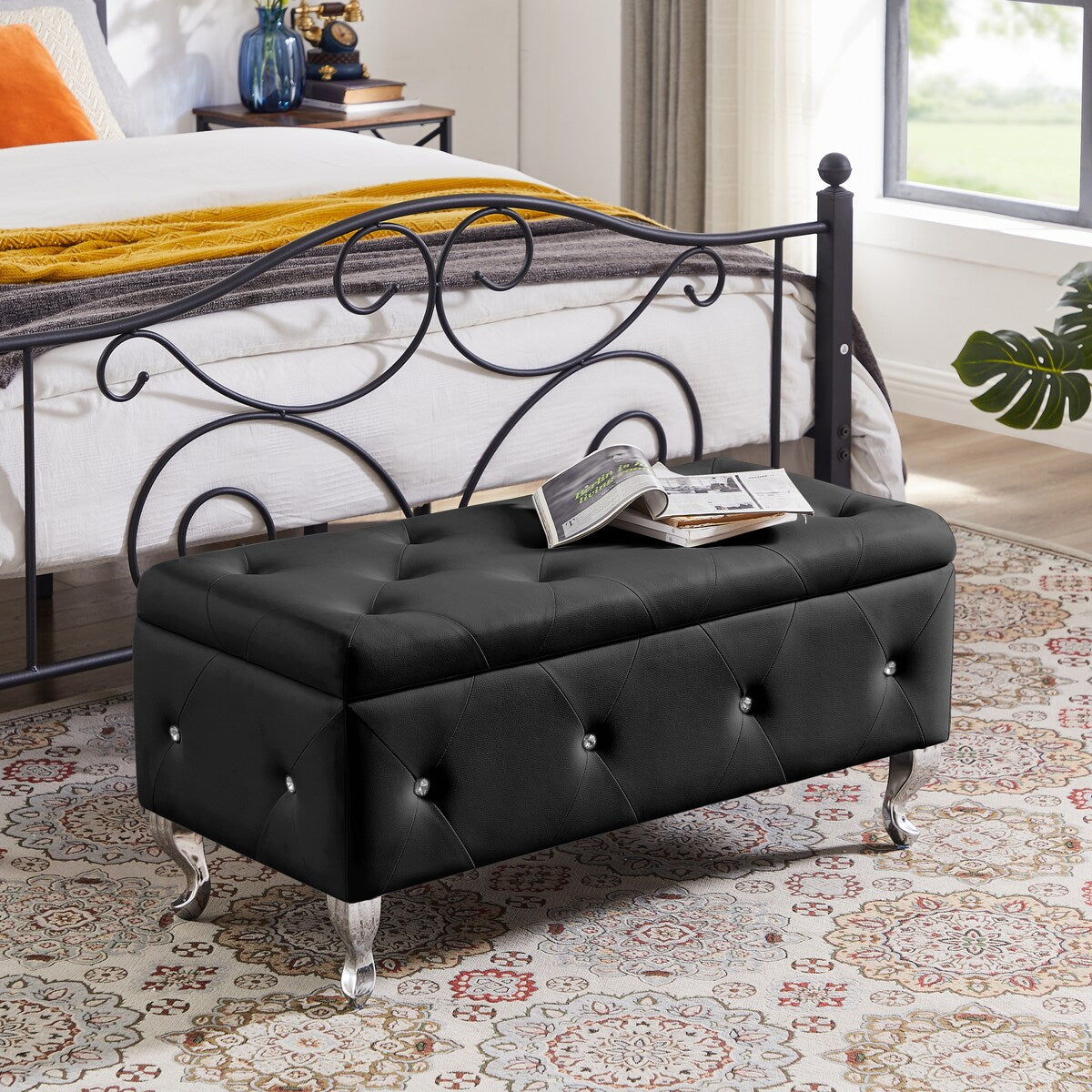 Storage Bench, Flip Top Entryway Bench Seat with Safety Hinge, Storage Chest with Padded Seat, Bed End Stool