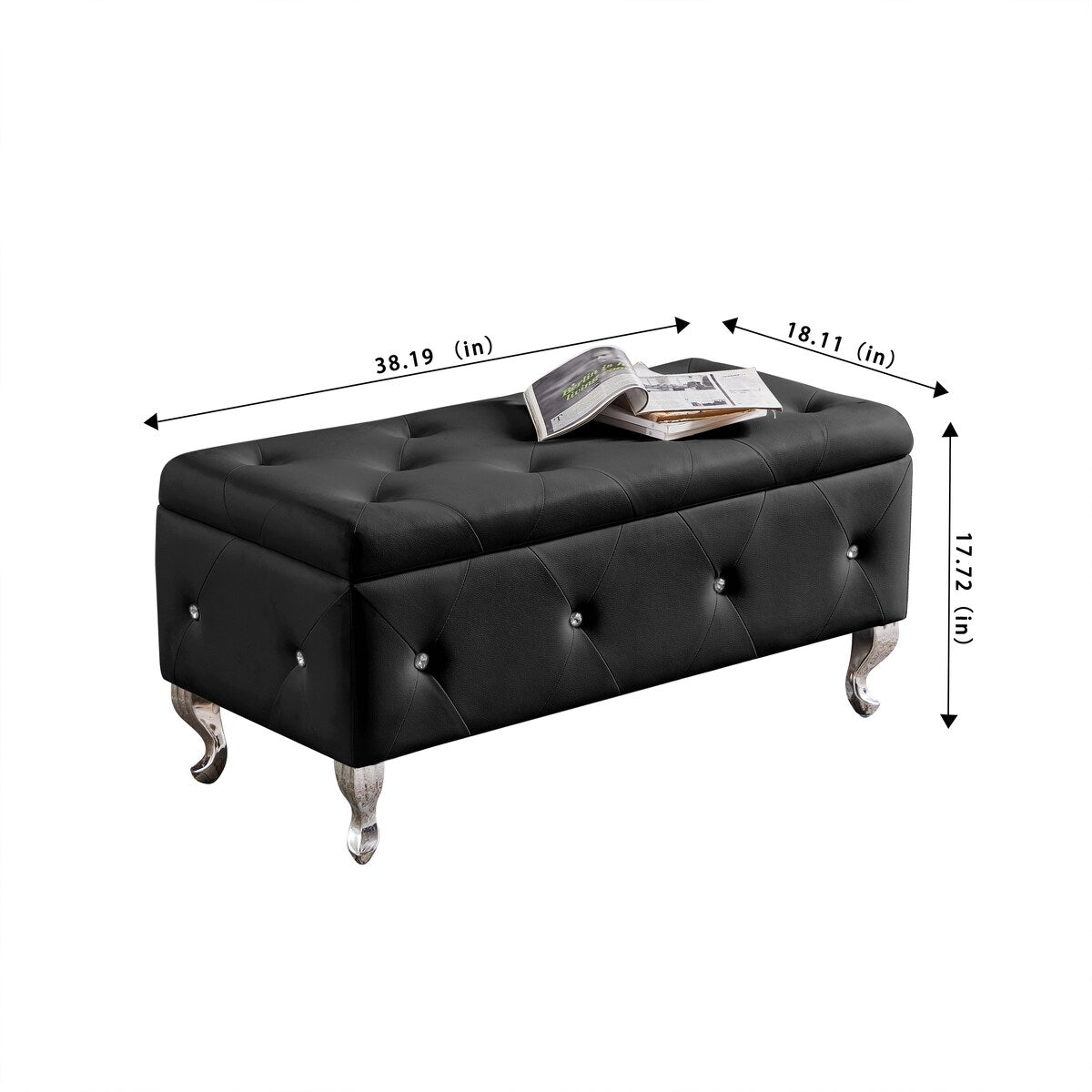 Storage Bench, Flip Top Entryway Bench Seat with Safety Hinge, Storage Chest with Padded Seat, Bed End Stool