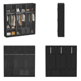 Storage Black Modular Wardrobe with Stylish Aluminum Accents Armoires