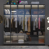 Storage Black Modular Wardrobe with Stylish Aluminum Accents Armoires