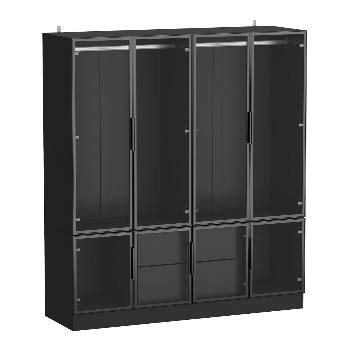 Storage Black Modular Wardrobe with Stylish Aluminum Accents Armoires
