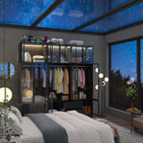 Storage Black Modular Wardrobe with Stylish Aluminum Accents Armoires