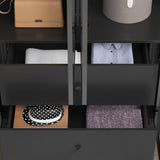 Storage Black Modular Wardrobe with Stylish Aluminum Accents Armoires