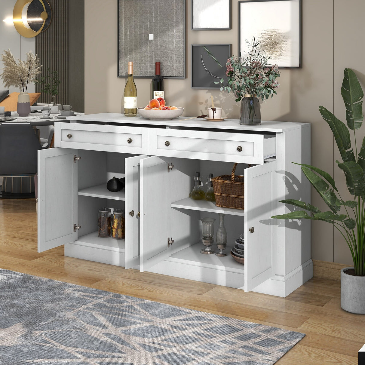 Storage Buffet Cabinet with 2 Drawers - N/A