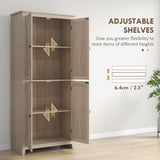 Storage Cabinet Organizer with 4-Tiers, and Adjustable Shelves, Natural