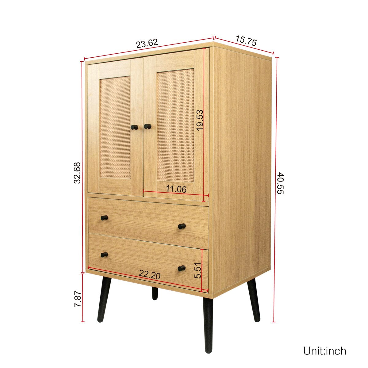 Storage Cabinet With Two Doors And Two Drawers