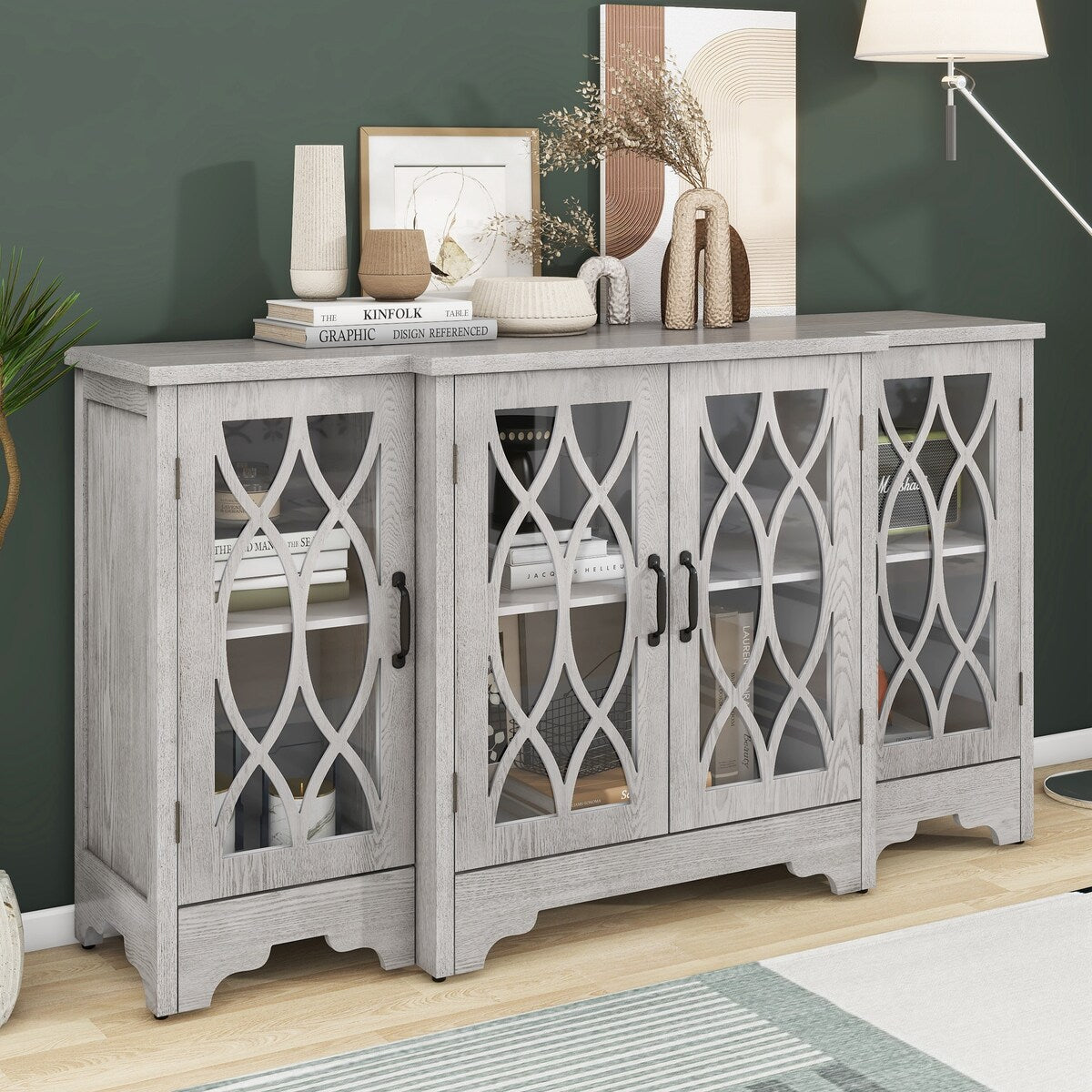 Storage Cabinet with Black Handle and Three Adjustable Shelves
