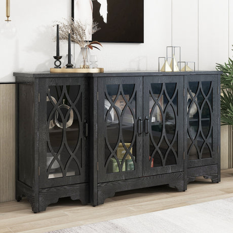 Storage Cabinet with Black Handle and Three Adjustable Shelves