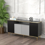 Storage Cabinet with Doors, Black mixed with gray Accent Cabinet, Modern Cabinet, Sideboard with Metal Base