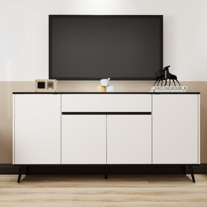 Storage Cabinet with Drawers,Wood Buffet Sideboard with Adjustable Shelf,white Large Cupboard