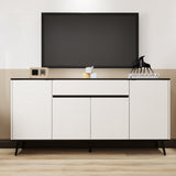 Storage Cabinet with Drawers,Wood Buffet Sideboard with Adjustable Shelf,white Large Cupboard