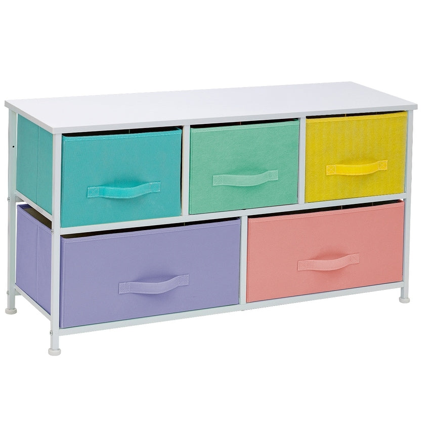 Dresser w/ 5 Drawers Furniture Storage Chest for Home, Bedroom