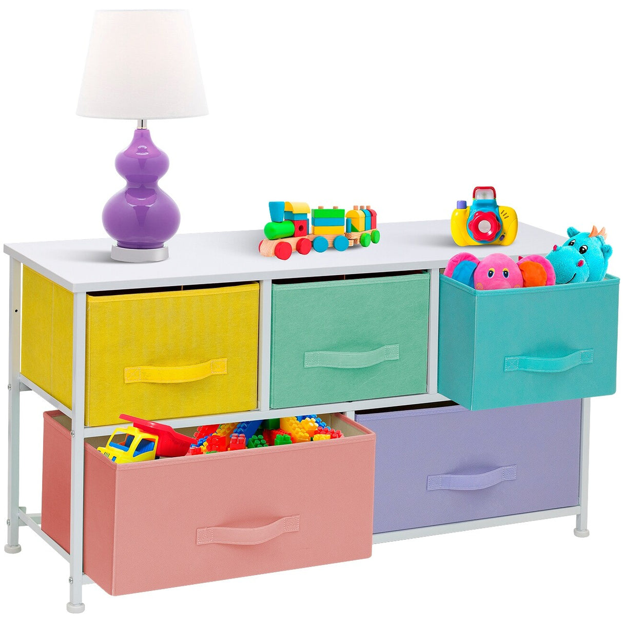 Dresser w/ 5 Drawers Furniture Storage Chest for Home, Bedroom