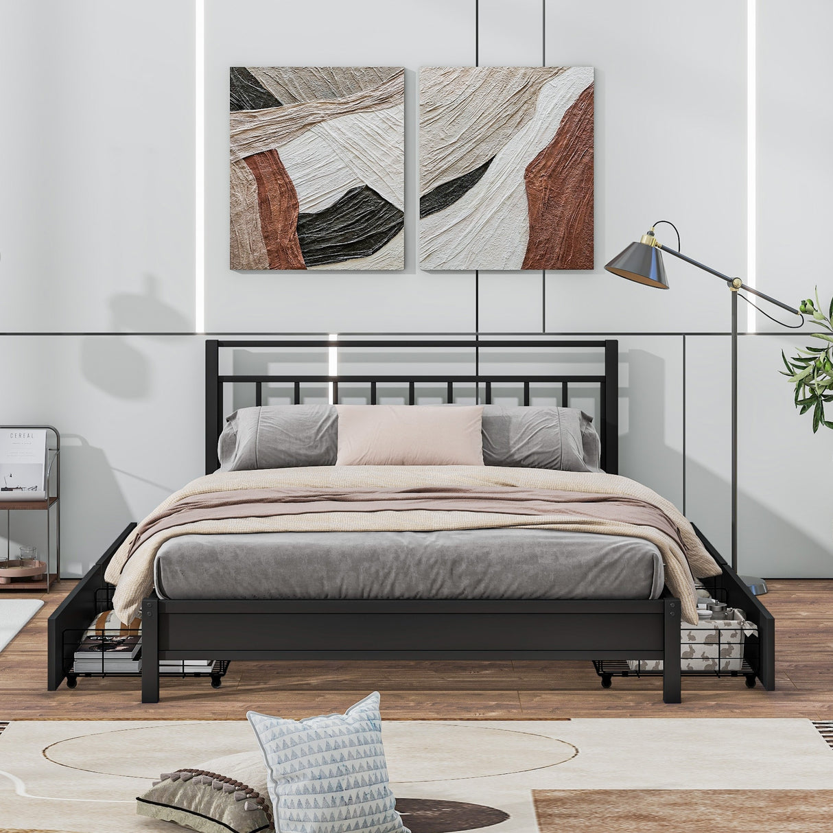 Storage Metal Platform Bed with 4 Drawers