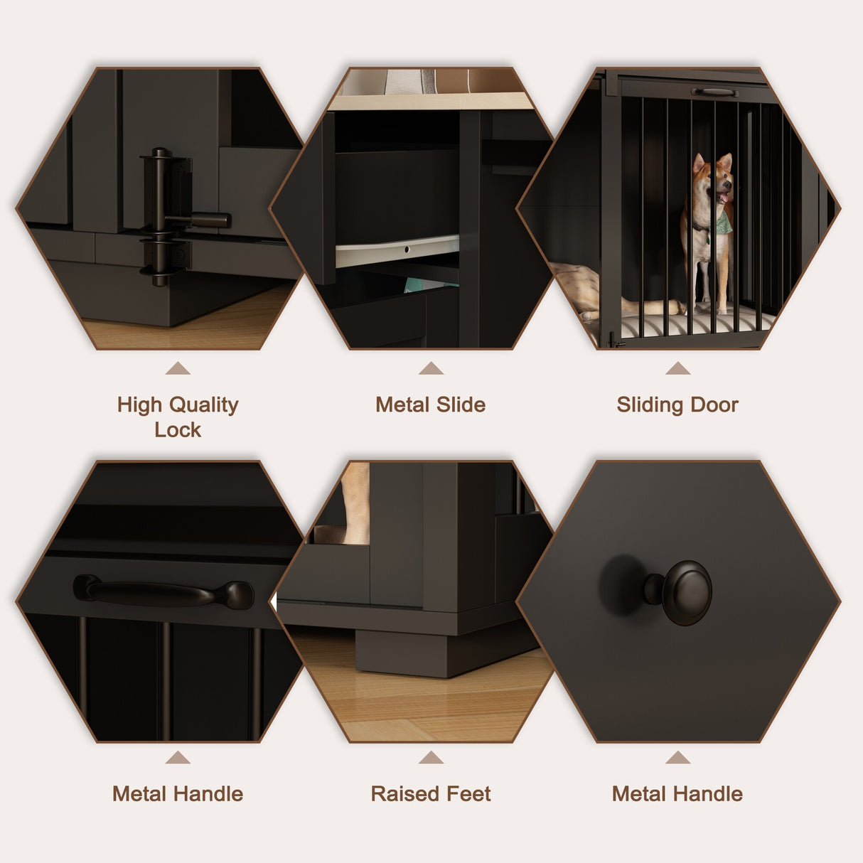 Storage Sideboard with Pet House Modern Home Essential in Black/White