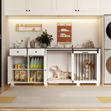 Storage Sideboard with Pet House Modern Home Essential in Black/White