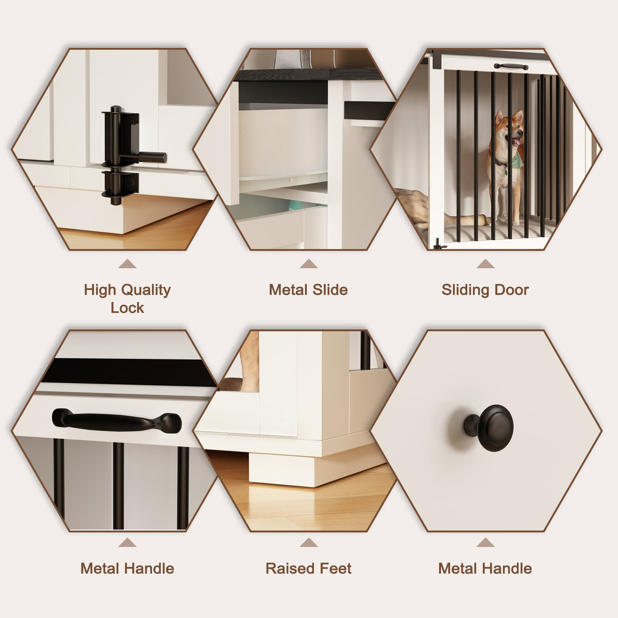 Storage Sideboard with Pet House Modern Home Essential in Black/White